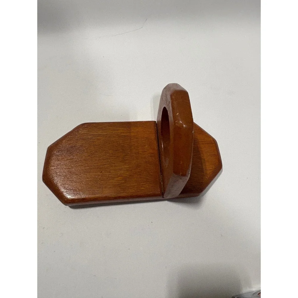 Vintage Handcrafted Wood Wall Sconce‎ Candle Holder Rustic Oak Finish Geometric